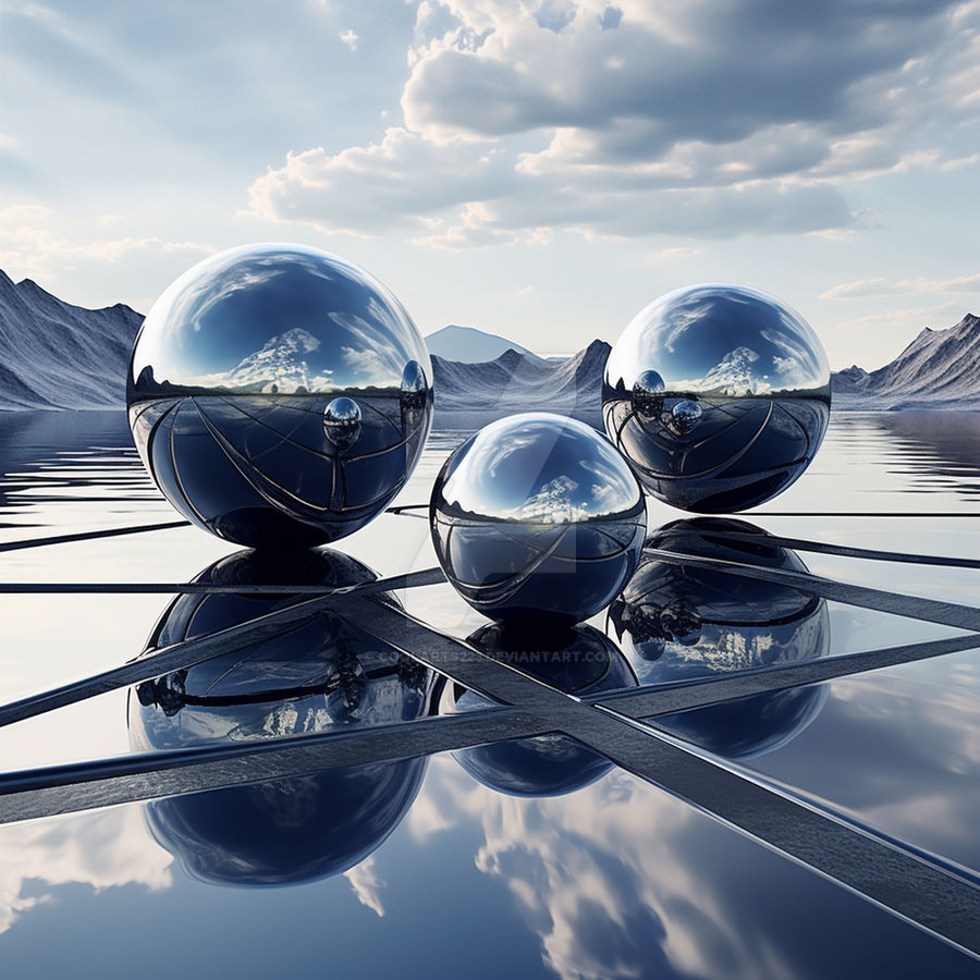 Shiny metallic spheres floating on water surface by Coolarts223 on ...