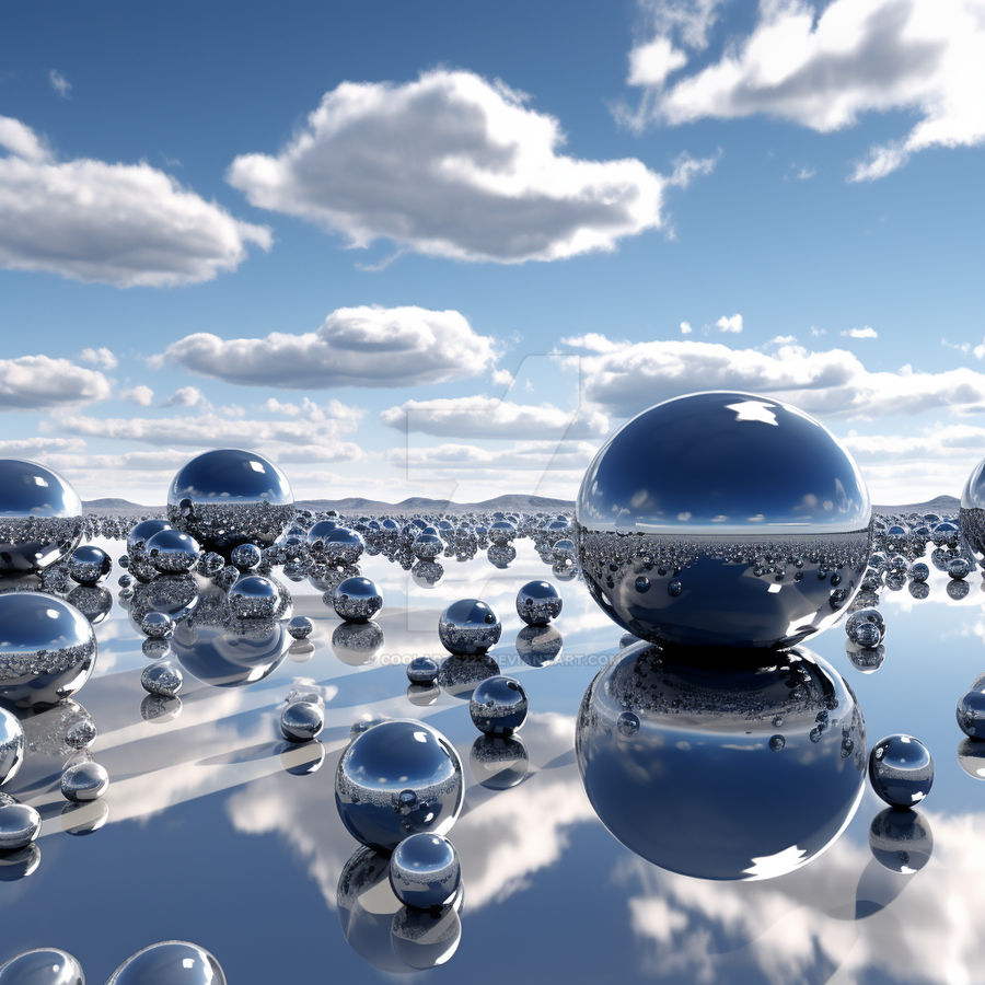 Reflective Sheres Huge metallic reflective spheres on water surface by Coolarts223 on ...