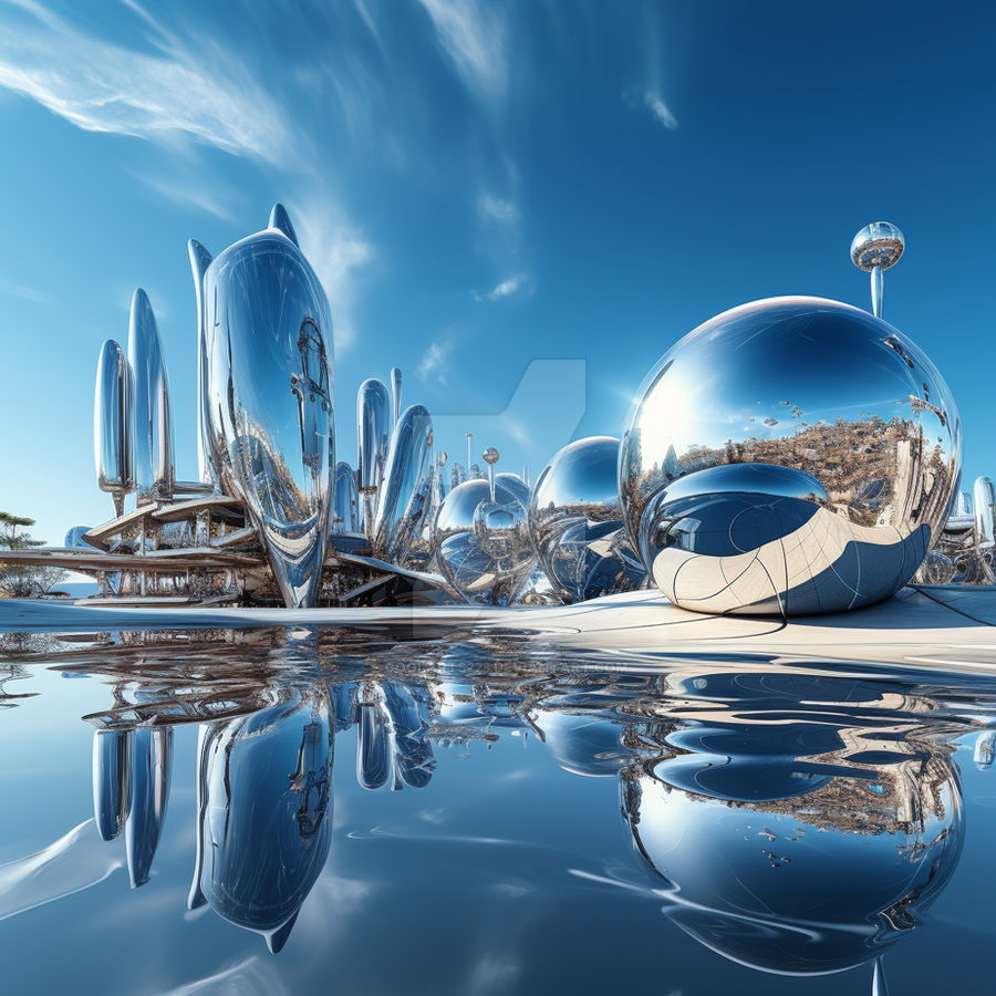 Floating Abstract Model Shiny, metallic floating abstract figures on water by Coolarts223 on ...