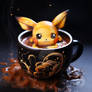 Pikachu in cup of coffee