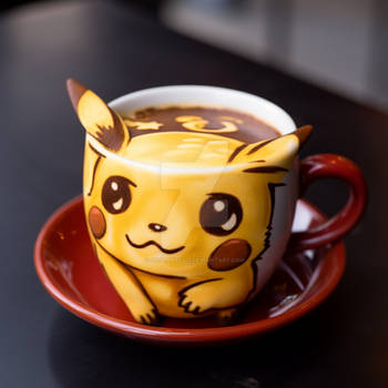 Pikachu art on cup of cocoa