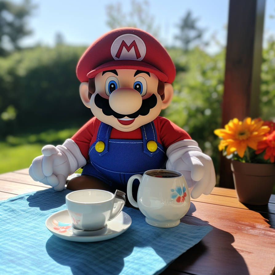 Mario at the table. Summer tea party by Coolarts223 on DeviantArt