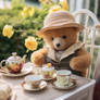 Teddy bear at the table. Summer tea party