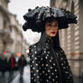 Mushroom black outfit with umbrella cap for woman