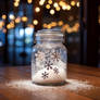 Glass jar with snowflakes