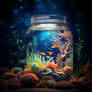 Aquarium with small fishes within glass jar