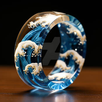 Translucent ring with great wave