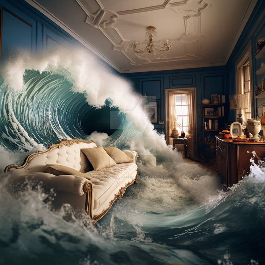 Surreal tsunami wave in the living room by Coolarts223 on DeviantArt