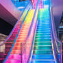 Rainbow glowing staircase. Free wallpaper