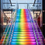 Rainbow glowing staircase. Free wallpaper