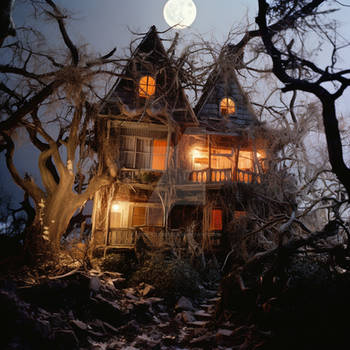 Haunted Halloween house in the woods