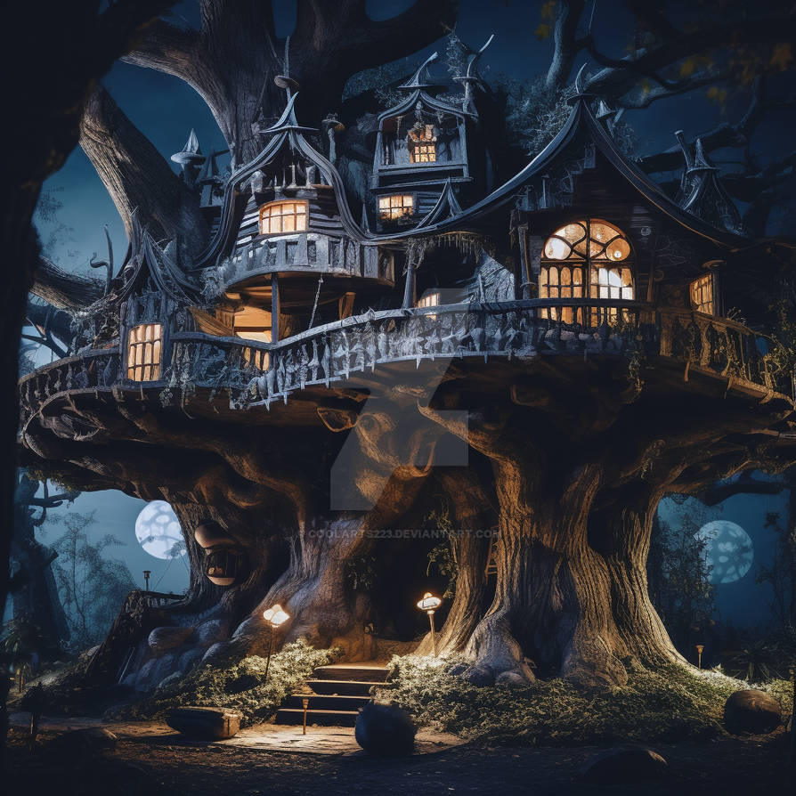 Spooky Treehouse Haunted Halloween house in huge creepy tree by Coolarts223 on DeviantArt