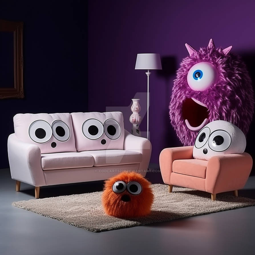 Furniture with eyes. Weird scene by Coolarts223 on DeviantArt