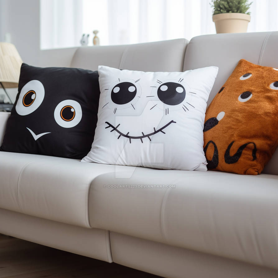 Funny pillows with cartoonish faces and big eyes by Coolarts223 on  DeviantArt