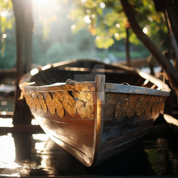 Sunbeams on a beautiful wooden boat