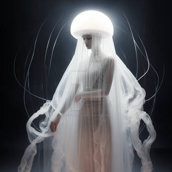 Jellyfish alien woman. Fashion photography