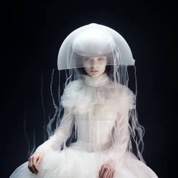 Jellyfish alien woman. Fashion photography