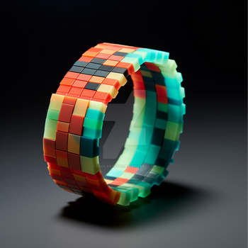 Plastic bracelet. Colourful, pixelated style