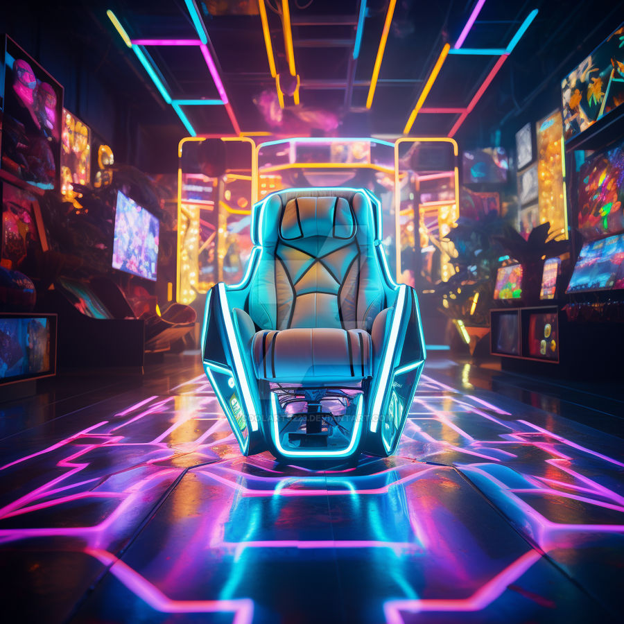 Gaming Deviantart Gaming chair in colourful neon game club by Coolarts223 on DeviantArt