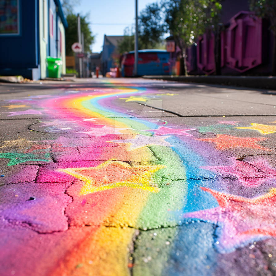 Colorful sidewalk with painted rainbow and stars by Coolarts223 on ...