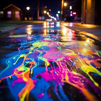 Colours splashed on night street