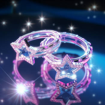 Shimmering couple rings with stars