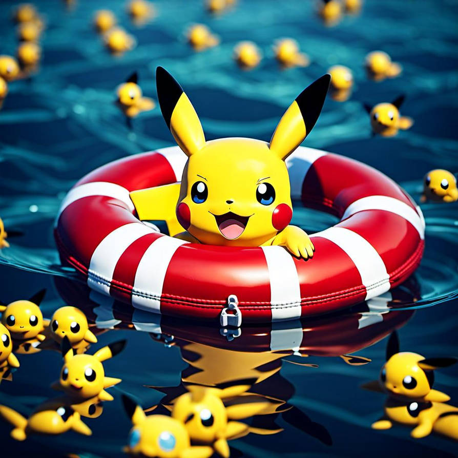 Pikachu swimming with lifebuoy by Coolarts223 on DeviantArt