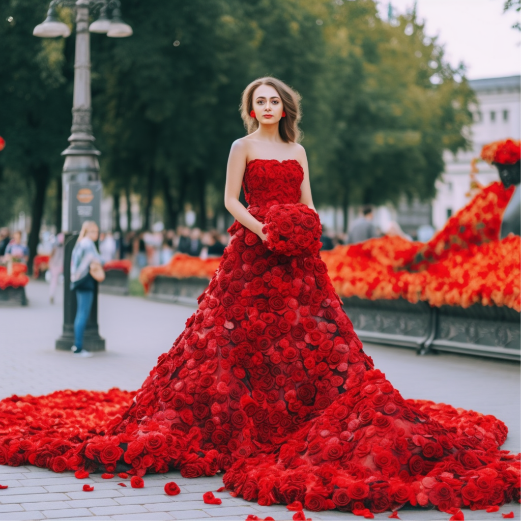 Red Rss Dress Woman in red dress, roses inspired by Coolarts223 on DeviantArt