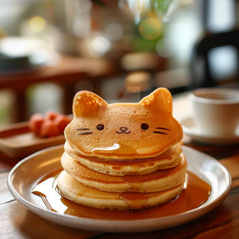 Cute pancakes looking like cat