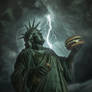 Statue of liberty and lightning