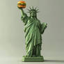 Statue of liberty and a hamburger