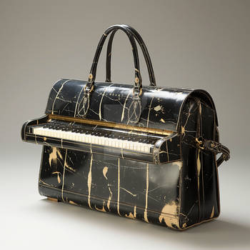 Fashionable handbag piano inspired