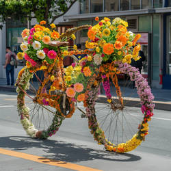 Bicycle decorated with flowers