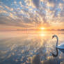 Swan on the lake at sunrise