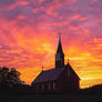 Church on background of sunset cloudy sky