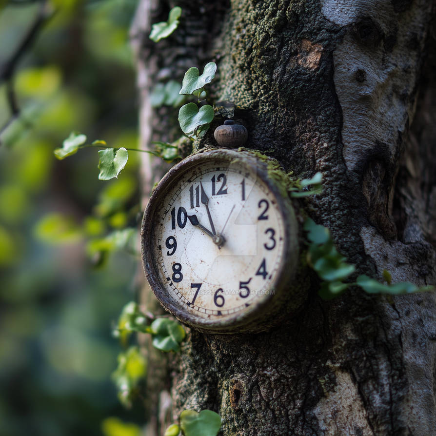 Clock grows on tree. Ai photo by Coolarts223 on DeviantArt