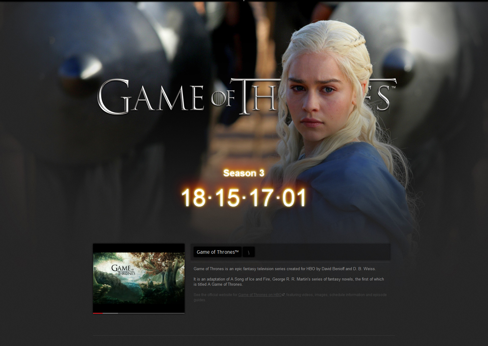 Game of Thrones Season 3 Countdown Timer