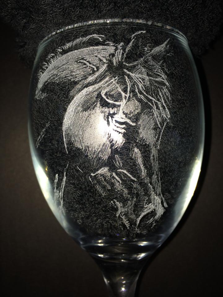 Original Horse Glass Engraving