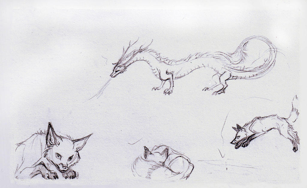 Foxes and Dragons - random sketches by Jianre-M