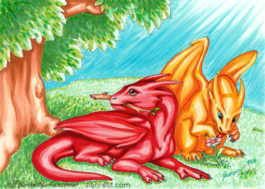 Baby Dragons Exploring Nature by Jianre-M