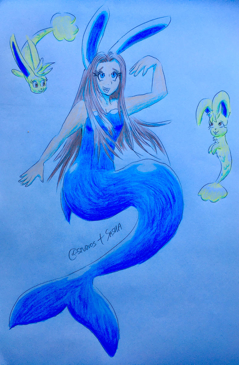 Underwater Bunny Party (Lineart by Sasha-3D) by C-Studios on DeviantArt