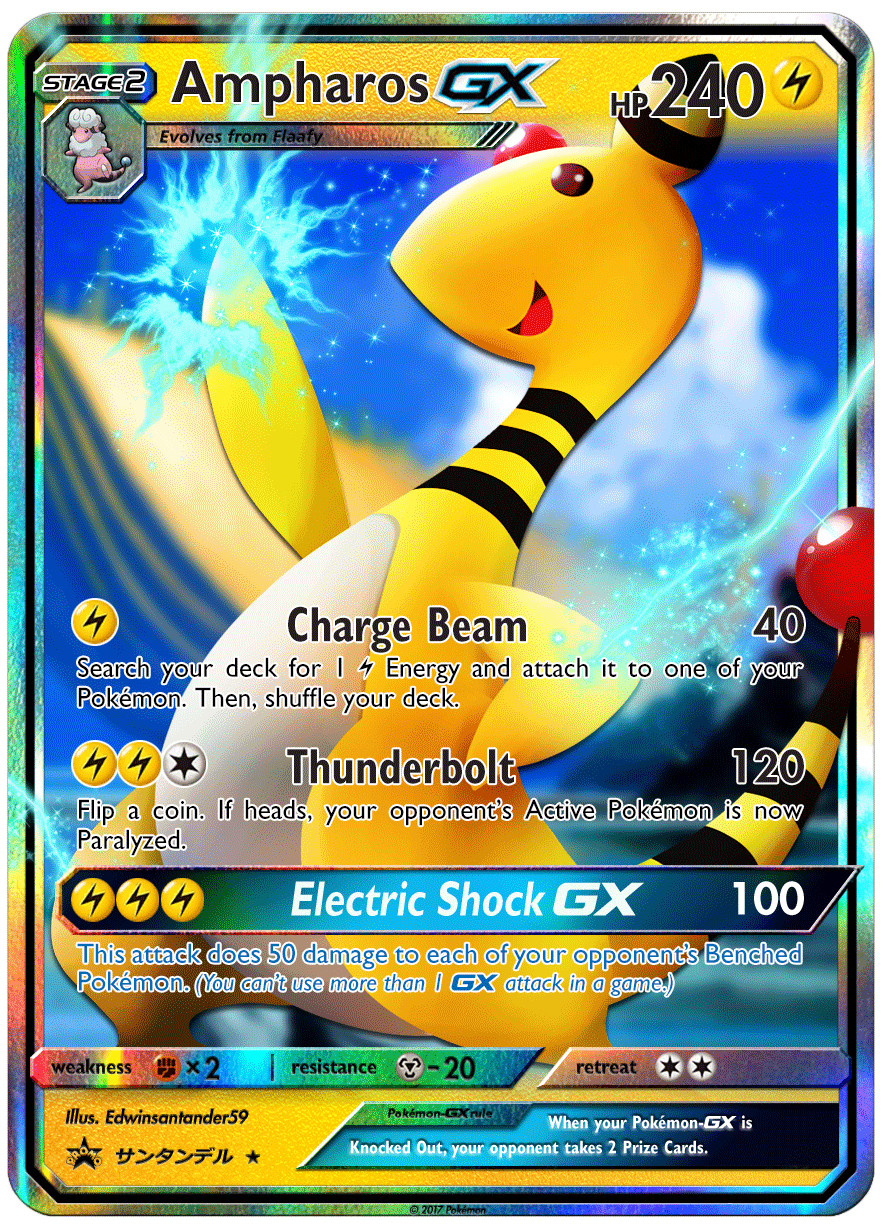 ampharos gx pokemon card (Full Art) (Holo) - Team Up Fx2 / M Ampharos GX - 059/052 -
