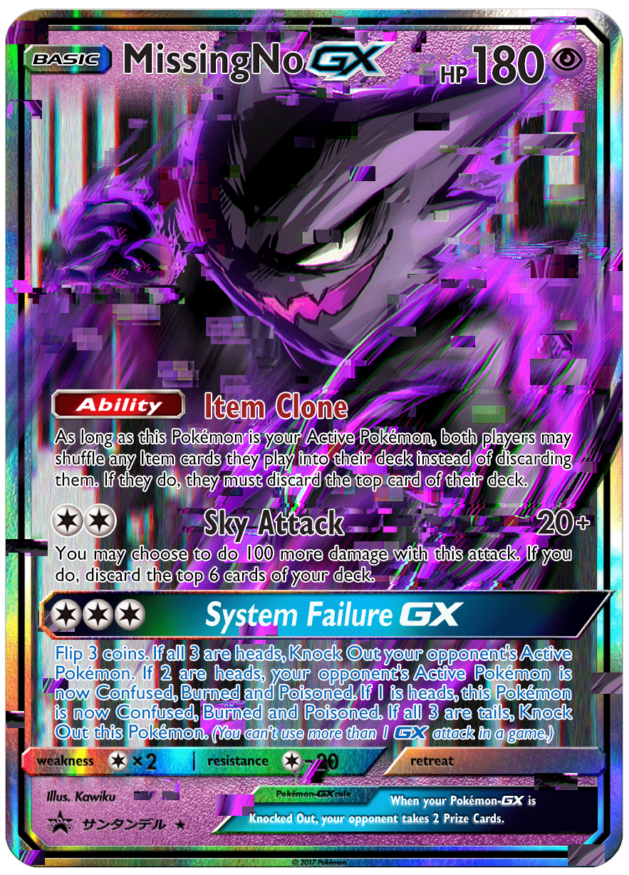 pokemon missingno card Japanese ViciousProxies MissingNo GX by edwinsantander59 on