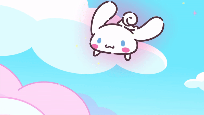 Cinnamoroll is doing a cute cloud dance