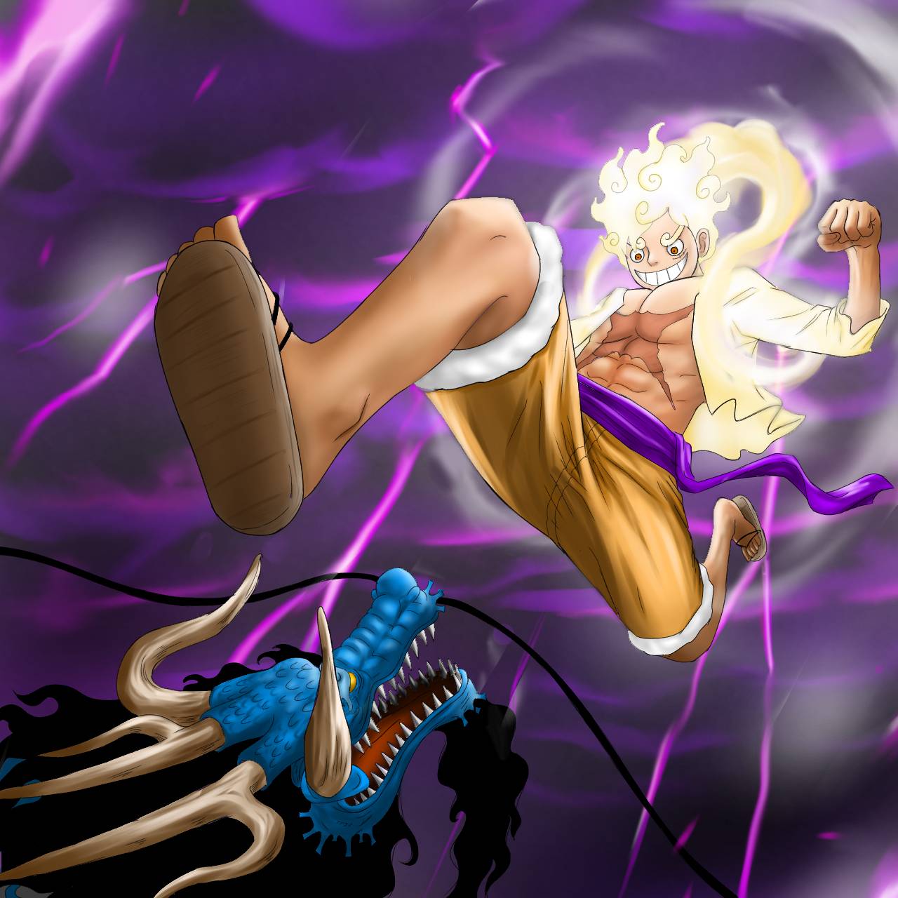 Gear 5 Luffy vs Kaido (One Piece) by JIN0516 on DeviantArt