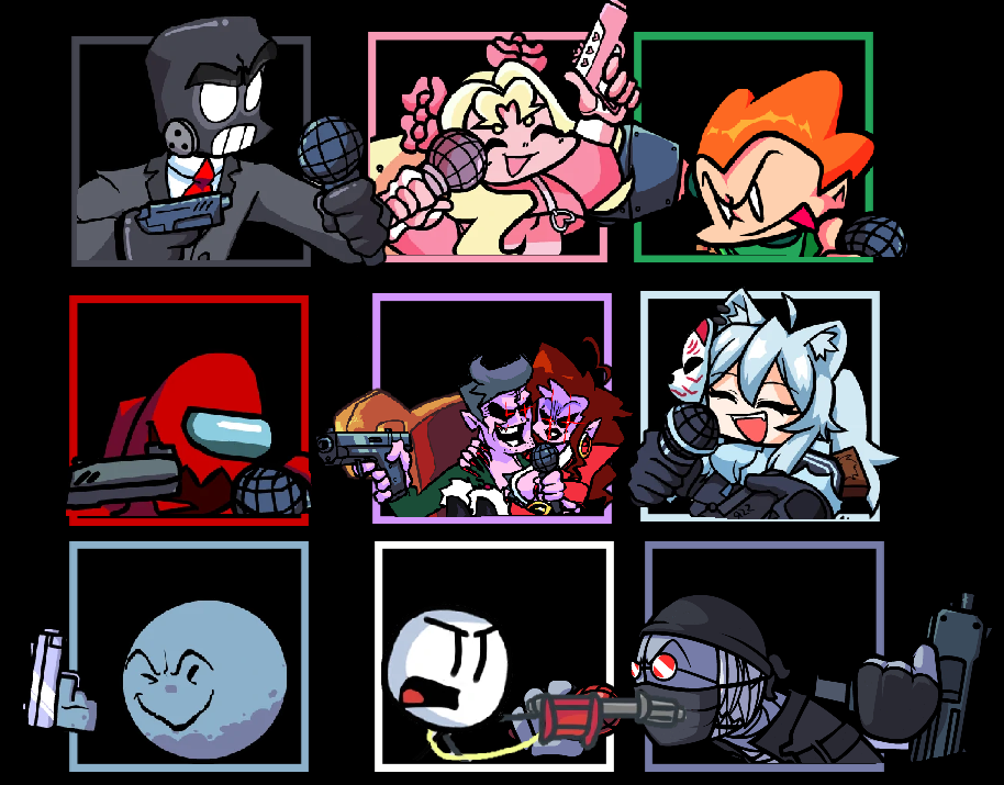 Fnf Gun Model FNF Characters with guns Box Collage by JoelleArt13 on DeviantArt