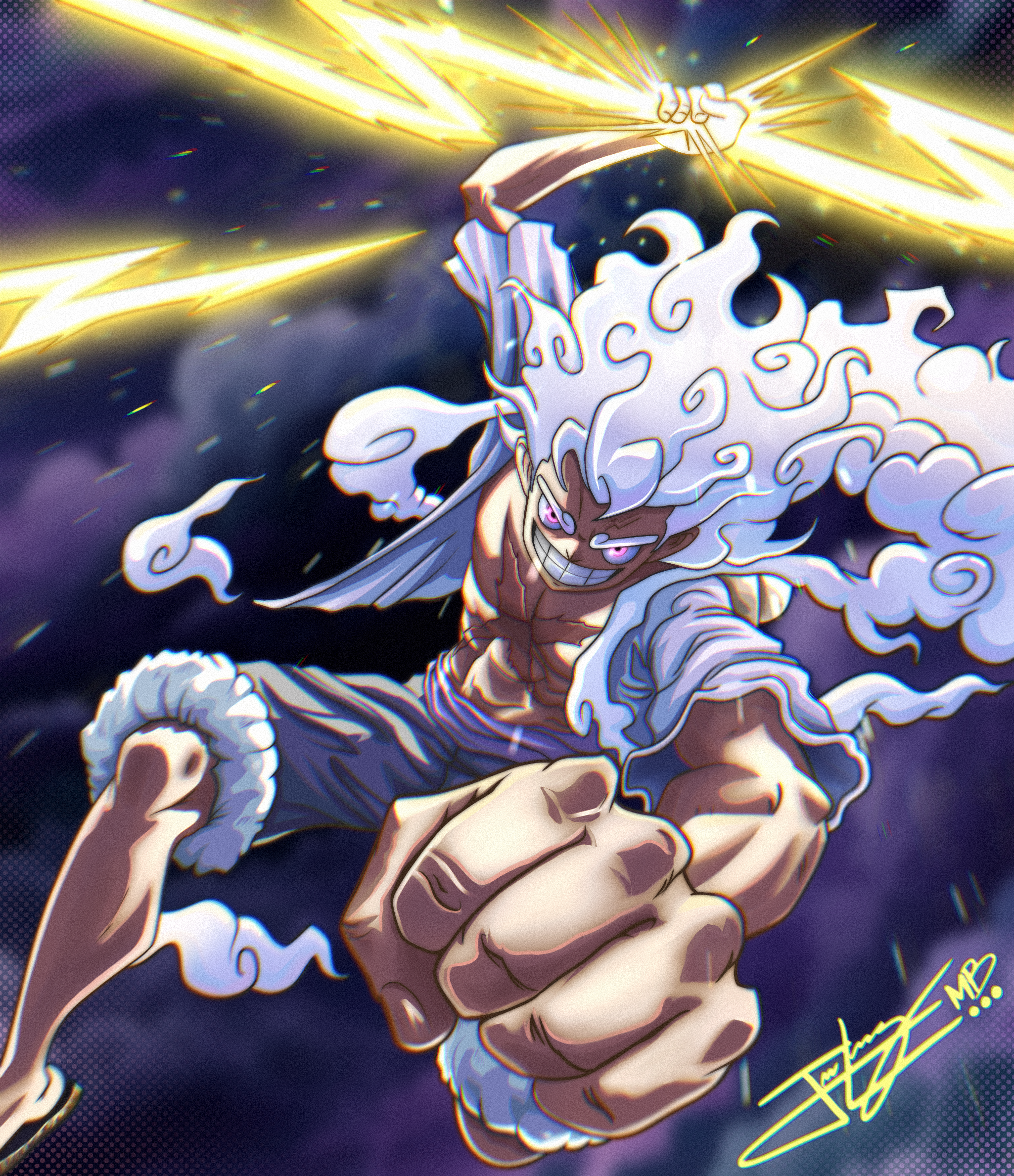 Luffy gear 5 by MidniteBlueArt on DeviantArt