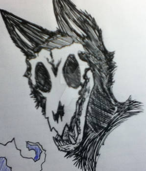 pen sketch wolf skull