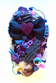 blue and violet heart brooch