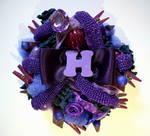 Violet ''H'' initial brooch by RibbonsandClay